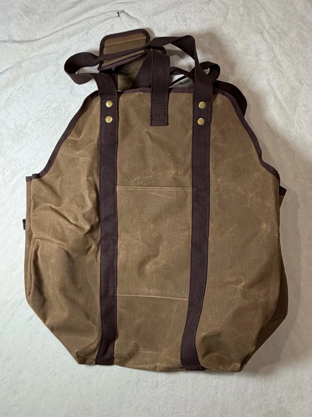 BONTHEE Canvas Tote Firewood Log Shoulder Bag in Brown